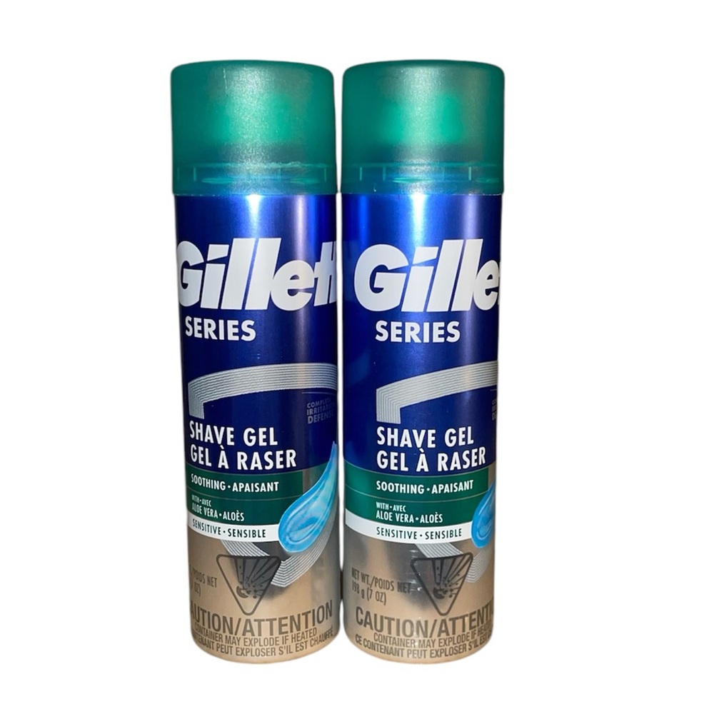 New Gillette Series Shave Gel Sensitive Soothing 7 Oz Each (207ml) (2 Pck)